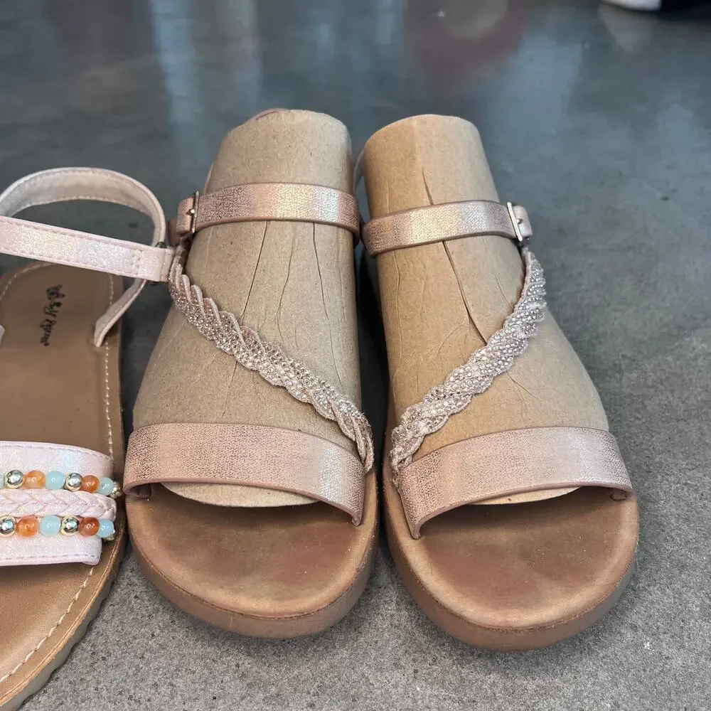 Self Esteem pink beaded and bronze sandals bundle girls size 3 shoes